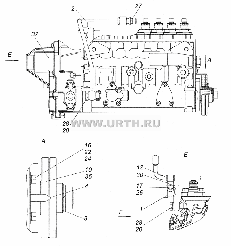 740.63-1111005-90 ТНВД с фланцем и полумуфтой ведомой